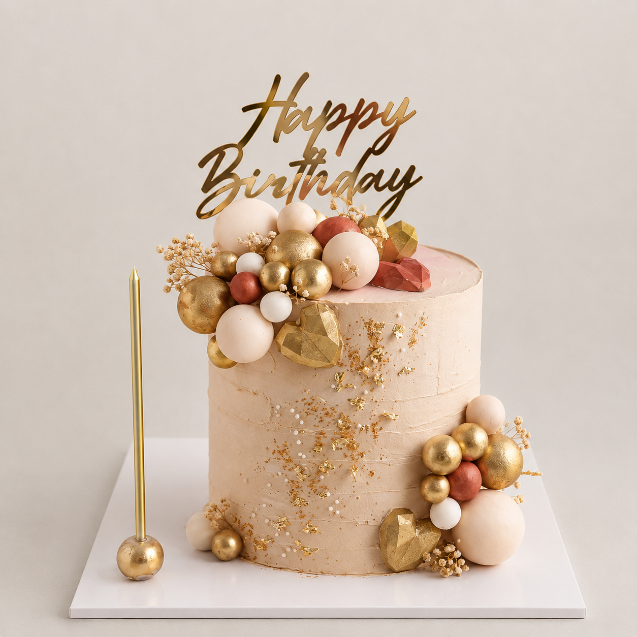Torta Elegante Nude y Dorada